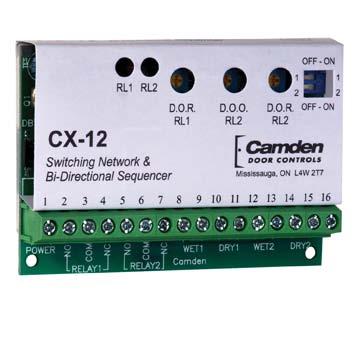 Camden Products DOOR CONTROL RELAYS CX-12 (De) ENERGIZE ELECTRIC LOCKS (including magnetic locks or electric strikes) and activate automatic door operator with adjustable time delays.