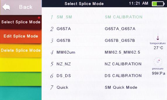Select an appropriate splice mode Selected splice mode appears on the