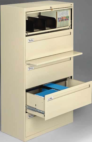 Lateral Files Superior Strength Drawer fronts are reinforced with a welded inner stiffener. Reinforcing angles are also welded directly to the back panel for added rigidity.