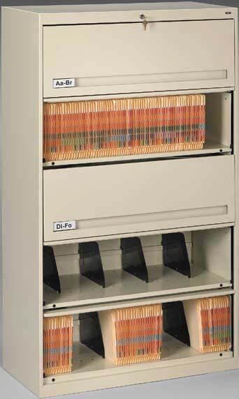 Fixed Shelf Files Safe and Secure A single lock controls all drawers and doors. Hundreds of key combinations are available. Locks are core removable and are master keyed.