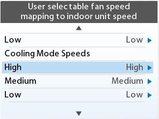 The possible speeds for each value are High, Medium High, Medium, Medium Low, and Low.
