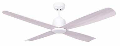 Fraser 210988 210989 4 blade direct current (DC) fan with white wash plywood blades Colour brushed chrome with