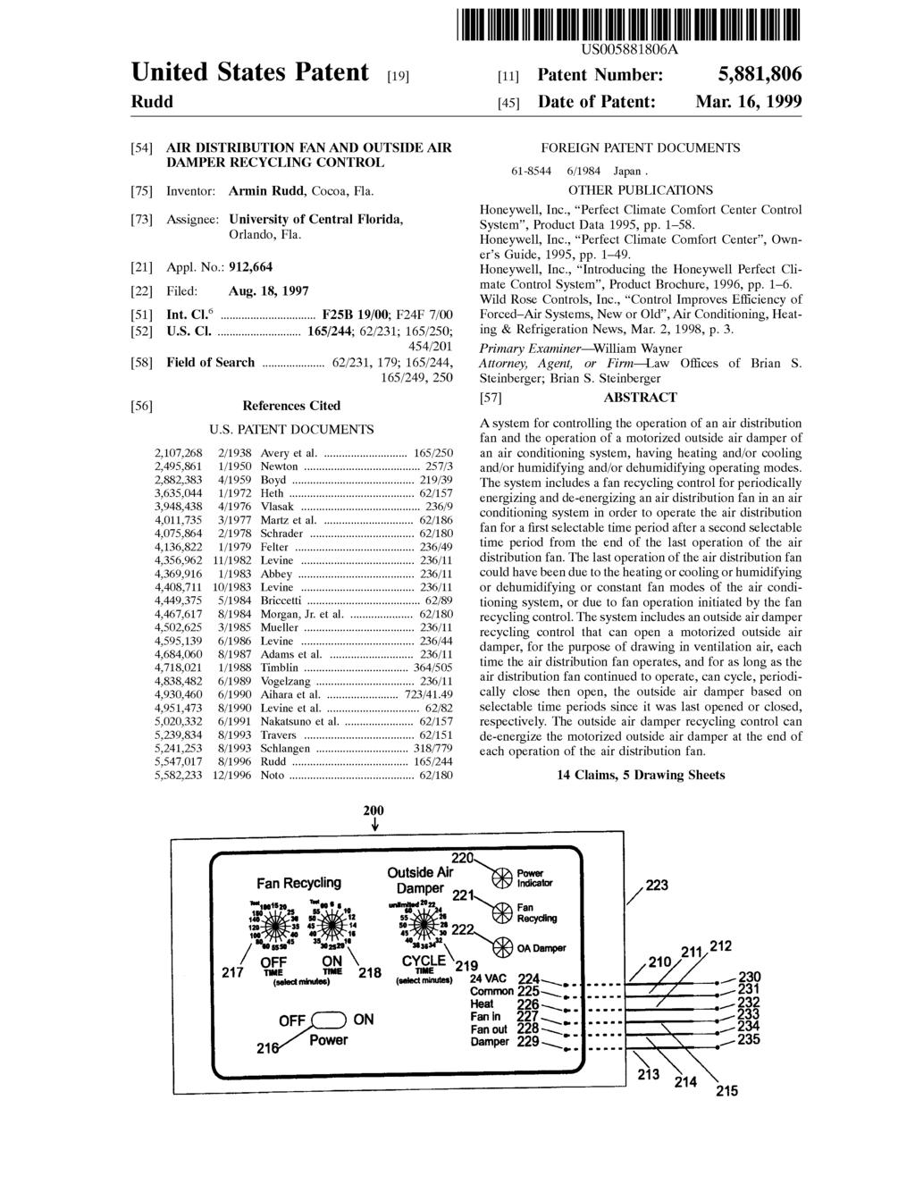 United States Patent [19J Rudd I lllll llllllll Ill lllll lllll lllll lllll lllll 111111111111111111111111111111111 US5881806A [11] Patent Number: 5,881,806 [45] Date of Patent: Mar.