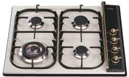 caps Single piece sealed hob for easy cleaning Deep cooktop pressing designed to retain spillages Standard 10 AMP plug in power supply Solid Brass or Chrome control knobs Colours: Matt Black, Antique