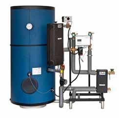 ThermoClean -DL Domestic water heating system with electronic controls, a stainless steel reaction storage tank, charging and re-cooling brazed plate heat exchangers as well as charging pump,