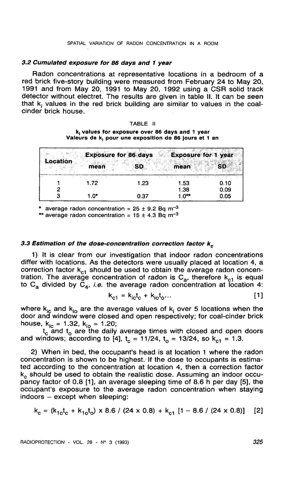 SPATIAL VARIATION OF RADON CONCENTRATION IN A ROOM 3.