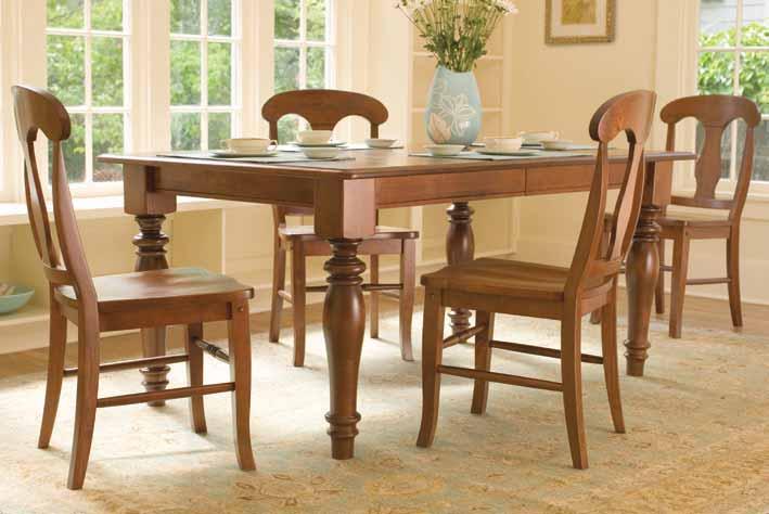 548W Rectangular Plank Extension Top, 577W Large Kingswood Legs, 464W2 Chateau Chair Frames, 413W2 Seats 10 30" featured leg styles to create