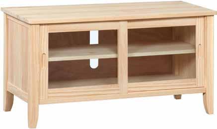 "W Media Console console features a wide adjustable shelf and sliding