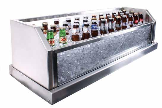 A stainless steel perforated bottom insert helps prevent bottle labels from clogging the drain.