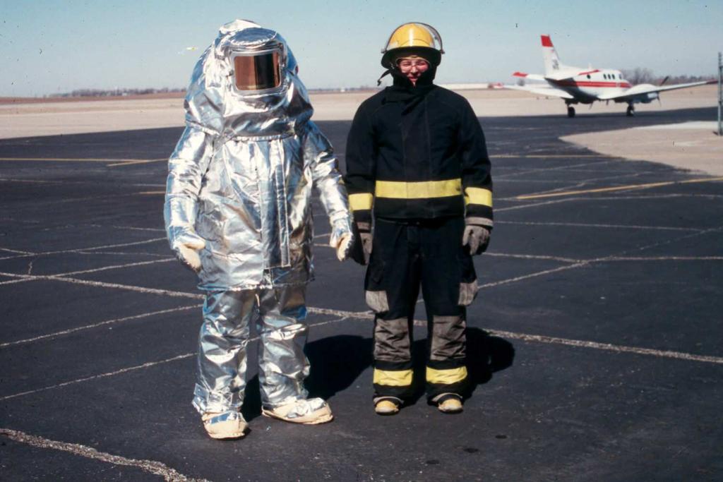 CLOTHING The Aluminized Fyrepel Model 700 suit on the left is