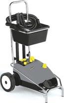 sweeping even on gradients of 15 Trolley grip and casters for easy removal, transportation and emptying of waste container Collapsible handle for easy transportation and storage Easy collection of