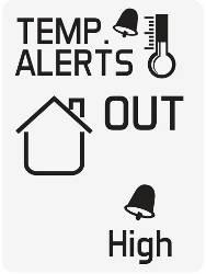 Outdoor HI / Outdoor LOW / Indoor HI / Indoor LOW Arm the alert with the button.