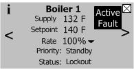 Description (burner Off, circulator(s) Off) Boiler is not firing and there is no call for heat, priority equals standby. The boiler is ready to respond to a call for heat.
