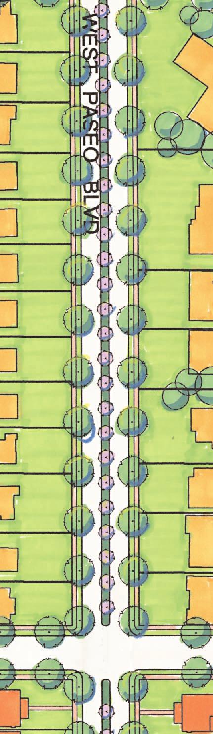 Plan view of the proposed median strip along West Paseo Boulevard.