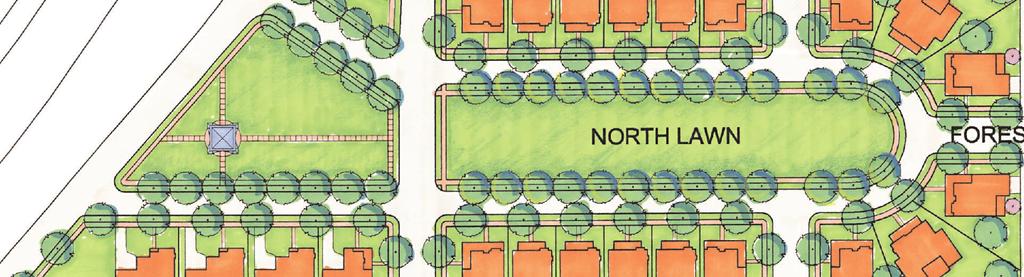 Plan for the South Lawn which is entirely enclosed by new single family
