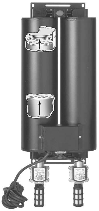 chambers are spring-loaded for long life and optimum performance. Purge mufflers are standard for quiet operation. Space-saving wall-mount bracket is standard.