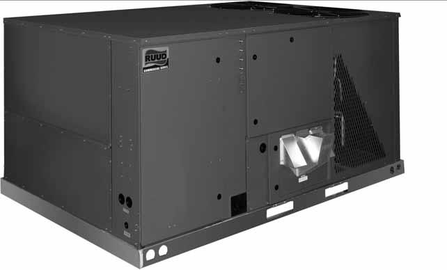 Package Gas Electric Ruud Commercial Achiever Series Package Gas Electric Unit featuring HumidiDry Technology Unit shown with optional louvered coil