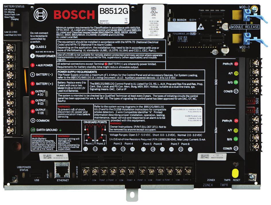 Intrusion Alarm Systems B8512G Control Panels B8512G Control Panels www.boschsecurity.