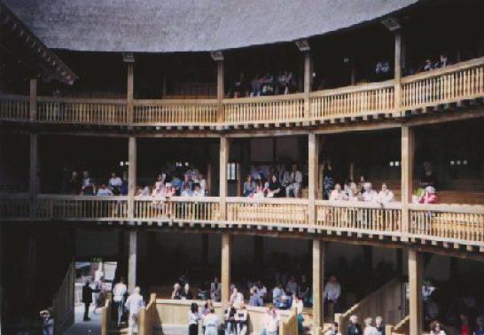 Globe Theatre, continued Round, wooden, roofless building Three