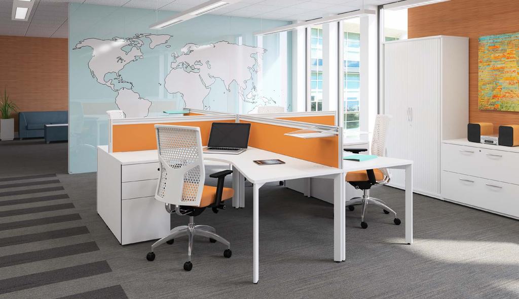 X-Range GP desks suite with/match all X-Range storage, tables and reception furniture.