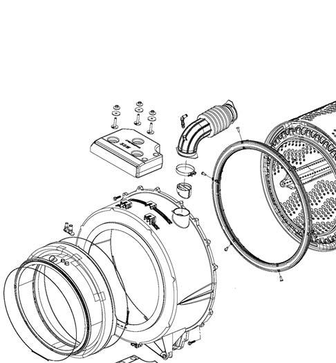 Tub and Basket Exploded View ONR Spray Nozzle Location O-Ring Seal Location Rear Tub Location