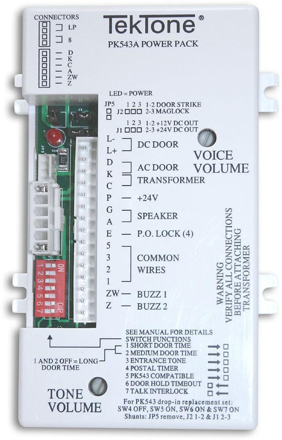 PK543A Apartment Intercom Amplifier for 5-, 4- & 3-Wire Remote Stations IL482 Specification Sheet Tek-ENTRY Apartment Entry Systems Rev.