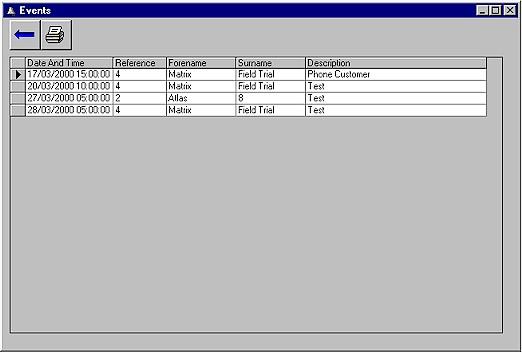 Add an event for the customer View all events for the customer Delete the customer Displays the panel details for the customer based on the panel type selected Displays the log for the customers