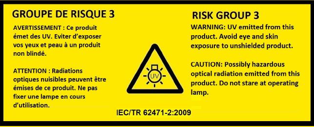 3 Optical Safety Data IEC 62471: Photobiological Safety of Lamps and Lamp Systems Resulting Classification and Labelling Hazard AC8150/P-365 AC8225/P-365 AC8300/P-365 AC8150/P-395