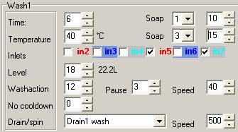 The soap injection time can not be higher than the programmed wash time:
