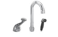 TOP-LINE KD12, KG12 and KP12 Series Single Handle Kitchen Faucets For 3 and 4 hole sink applications Standard spout swings 360º Stainless steel ball type valve Side spray models equipped with 48
