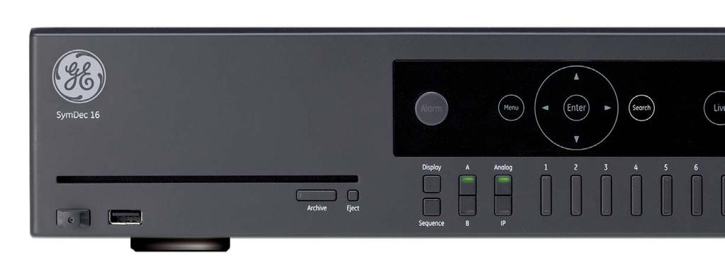 SymDec 16 plus4 Standard Features Real-time recording on ALL channels @ D1 resolution Hybrid DVR with up to 4 IP camera streams 4 audio inputs V-Stream technology manages network video transmission