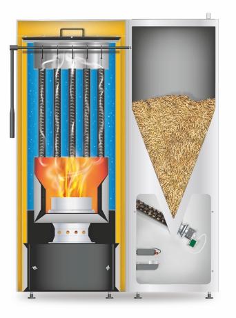 SMART FIRE MANUAL CLEANING OF HEAT EXCHANGER FUEL TANK Stainless-steel springs placed in combustion tubes and operated by means of a lever clean the exchanger, ensuring its high effectiveness.