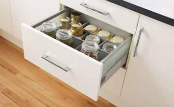 drawer with optional grey glass sides and