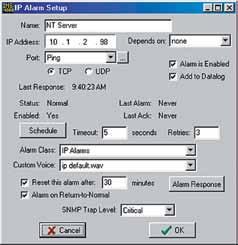 Chapter 2: IMS-4000 Software Programming Alarm Parameters To program the IP Alarm parameters, expand the Host or Node by clicking the plus box next to the host/node name. Next, expand the IP Alarms.