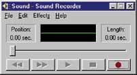 Click on the New button. This will display the MS Windows Sound Recorder program shown below.