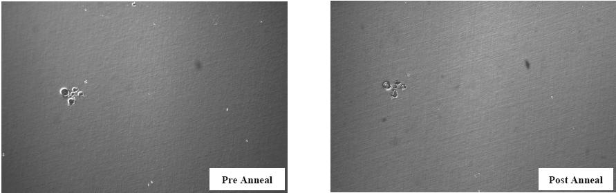 172 Optoelectronics - Advanced Materials and Devices Figure 15. Optical microscopy images of the HgCdTe/Si before and after ex-situ cycle annealing.