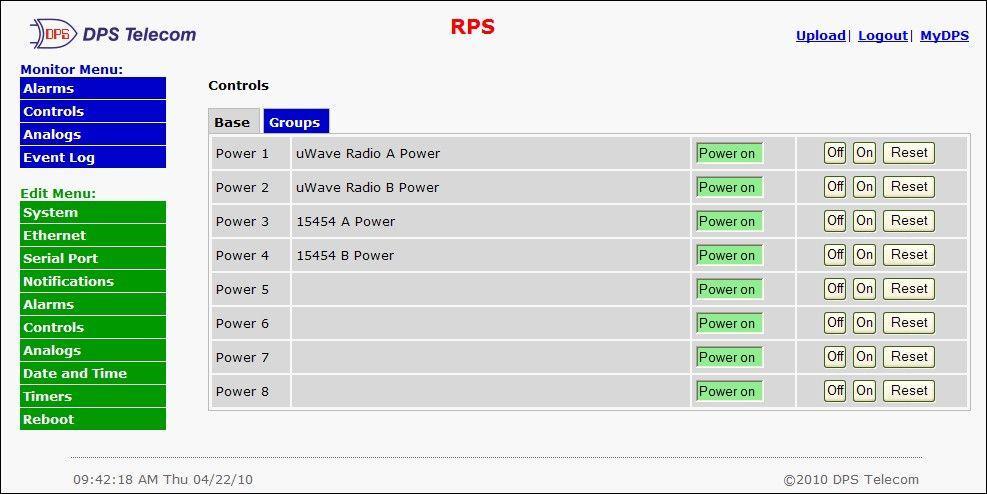 9 8 Advanced Configuration: Using the RPS Web Browser The Remote Power Switch (DC) features a built-in Web Browser Interface that allows you to configure the unit through the Internet or your
