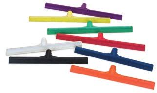 FLOOR SQUEEGEES One-Piece Rubber Squeegee with Plastic Frame All plastic construction will not rust or bend and helps prevent hazard sparks when cleaning-up flammable fluids Available in colors to