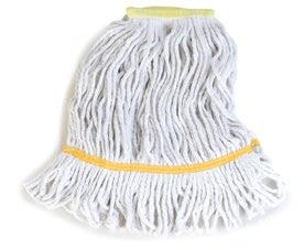 LOOPED END MOPS Synthetic/Cotton Blend Looped-End Maximum Durability 50-75 uses per mop S, M and L are available in brick packs Absorption Durability Release Launderability 1 2 3 4 5 4 Ply Cotton
