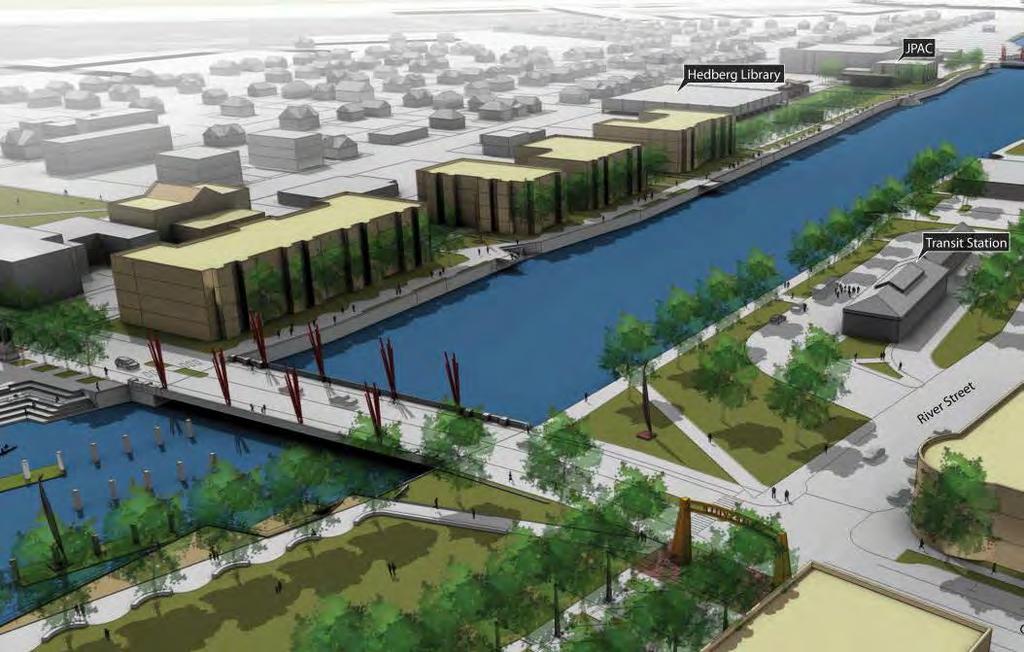 riverfront walkways and spur new development.