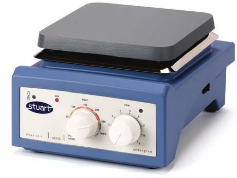 The hotplate has an innovative LED temperature indicator scale and can also be used in conjunction with the SCT1 digital contact thermometer to accurately control sample temperature.