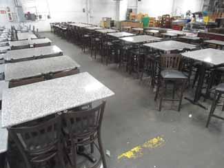 ! BRAND NEW 1st Quality Granite Top Bar & Dining Seating Pkgs. for 400+!! (70+) New S.S. Tables & Sinks!