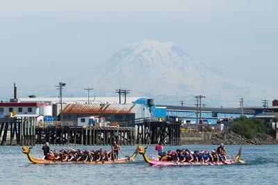 Dragon boat racing at Maritime Fest Owen s beach at Point Defiance Park Pier at Dash Point