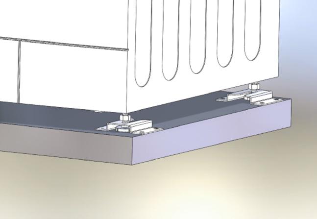 Align the bracket on the front right side in line with the leg, and slide the bracket over the leg until it touches the foot. The slot opening must be facing the back of the appliance.