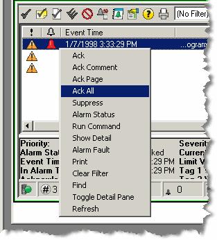 FactoryTalk Alarms and Events System Configuration Guide Step 6: Test run the display 1. On the View menu, click Test Display, or click the Test Display button (shown at left) on the toolbar.