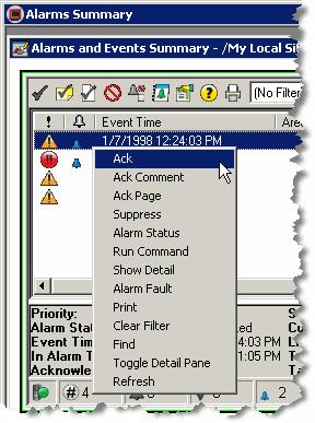 FactoryTalk Alarms and Events System Configuration Guide Acknowledge an alarm When you acknowledge an alarm it does not correct the condition causing the alarm, but indicates that an operator is