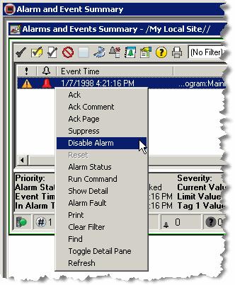 FactoryTalk Alarms and Events System Configuration Guide To disable selected alarms: 1.