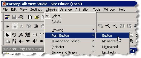 FactoryTalk Alarms and Events System Configuration Guide Step 2: Add a button to the graphic display 1.