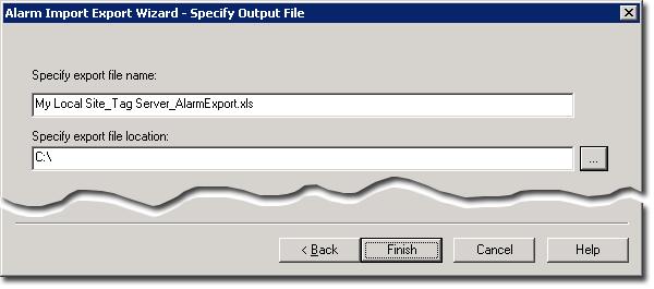 FactoryTalk Alarms and Events System Configuration Guide 5. In the Specify Output File window, leave the file name as it is.