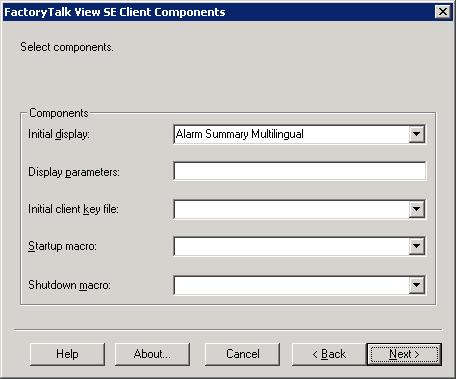 FactoryTalk Alarms and Events System Configuration Guide 4. In the FactoryTalk View SE Client Application Name window, select the name of the application you want to connect to, and then click Next.